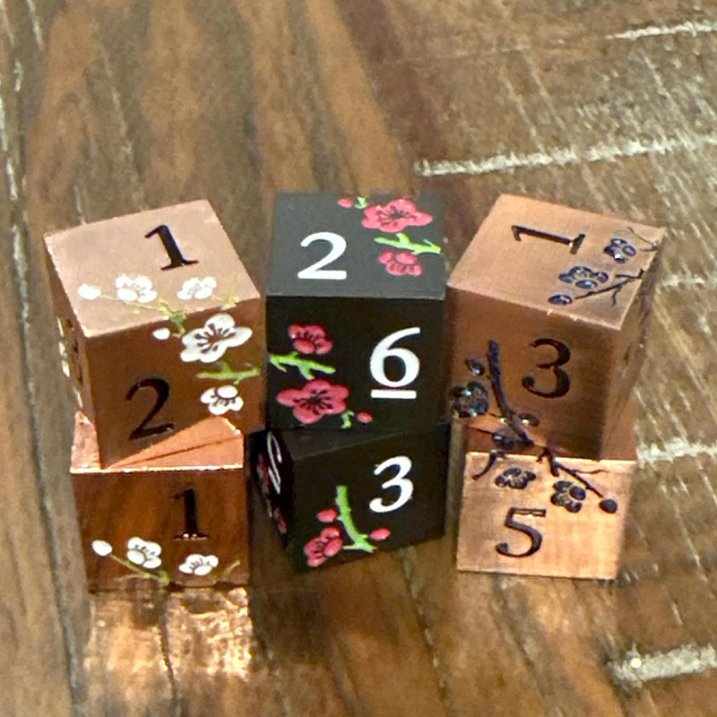 Personalized Mahjong Metal Dice Multi-Color Available Solid Metal Dice Set of 2