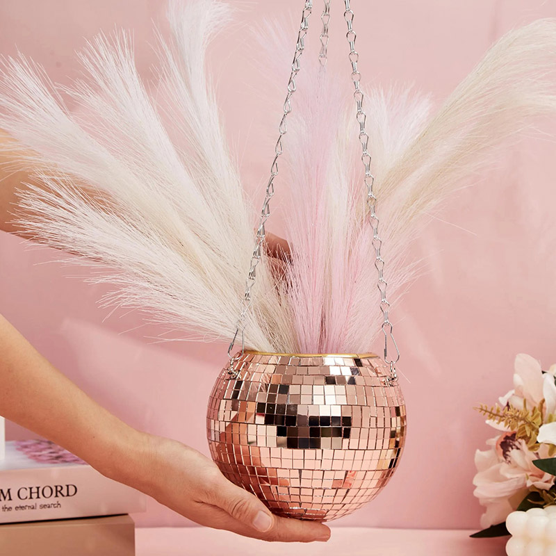 Personalized Sparkling Disco Ball Flower Pot Round Sequined Ball Flower Pot Fun Housewarming Gift for Mom Music Lovers Dance Lovers