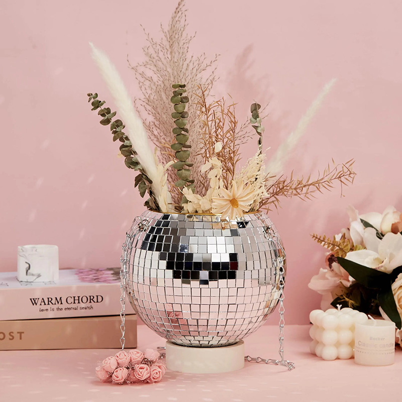 Personalized Sparkling Disco Ball Flower Pot Round Sequined Ball Flower Pot Fun Housewarming Gift for Mom Music Lovers Dance Lovers