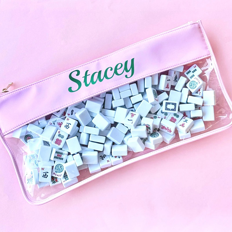 Personalized Mahjong Tile Bag Custom Name Large Mah Jongg Storage Pouch Travel Organizer for Mahjong Tiles Gift for Mahj Lover Mom