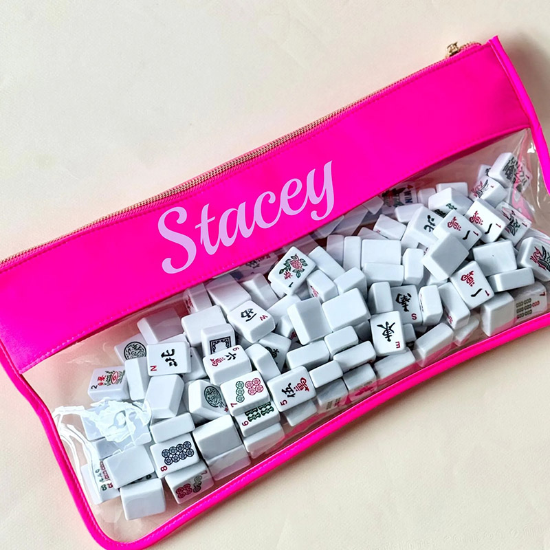 Personalized Mahjong Tile Bag Custom Name Large Mah Jongg Storage Pouch Travel Organizer for Mahjong Tiles Gift for Mahj Lover Mom