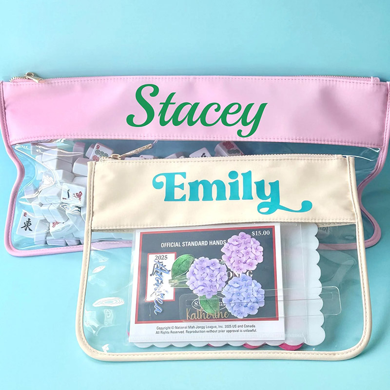Personalized Mahjong Tile Bag Custom Name Large Mah Jongg Storage Pouch Travel Organizer for Mahjong Tiles Gift for Mahj Lover Mom