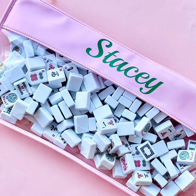 Personalized Mahjong Tile Bag Custom Name Large Mah Jongg Storage Pouch Travel Organizer for Mahjong Tiles Gift for Mahj Lover Mom