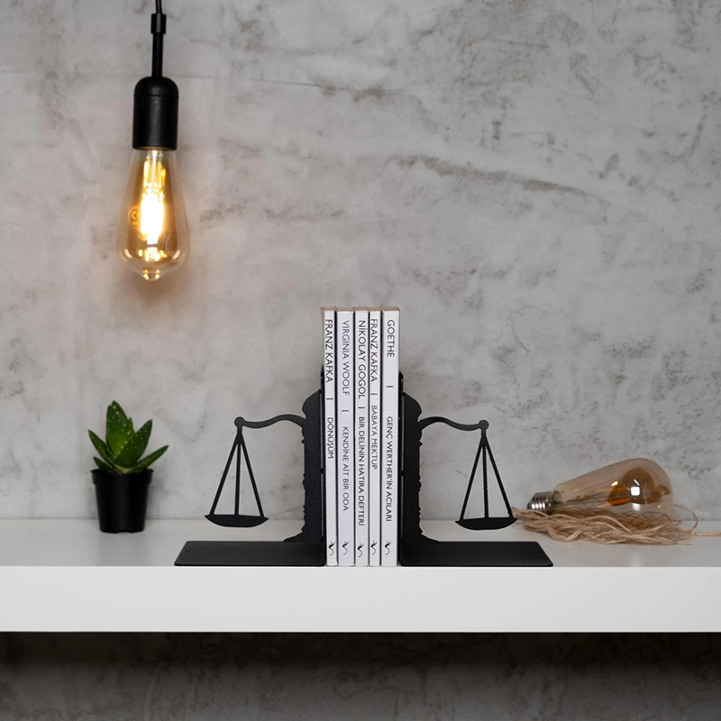 Personalized Justice Metal Bookends Metal Decor Metal Art Gift Best Decoration Scale of Justice Lawyer Books Holder Law Book for Book Lovers Movie Lovers