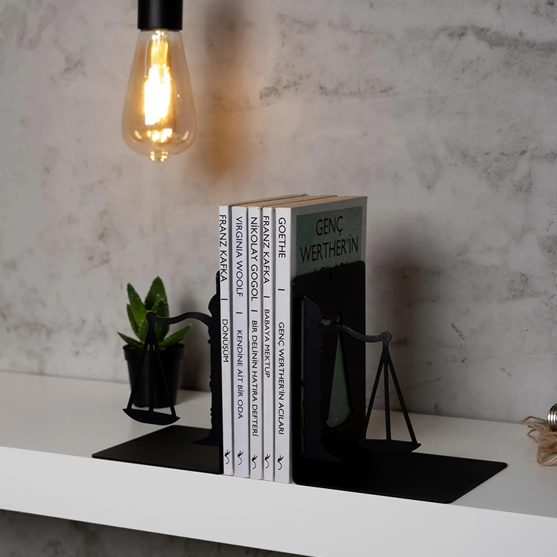 Personalized Justice Metal Bookends Metal Decor Metal Art Gift Best Decoration Scale of Justice Lawyer Books Holder Law Book for Book Lovers Movie Lovers
