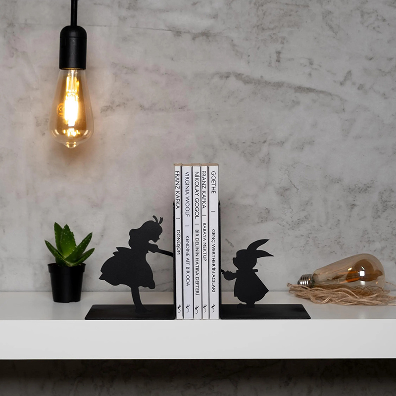 Personalized Alice Metal Bookends Metal Decor Art Office Gift Chrismast Gift Housewarming Gift Alice Movie Gift for Her for Kids