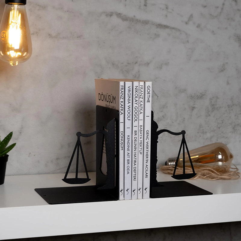 Personalized Justice Metal Bookends Metal Decor Metal Art Gift Best Decoration Scale of Justice Lawyer Books Holder Law Book for Book Lovers Movie Lovers