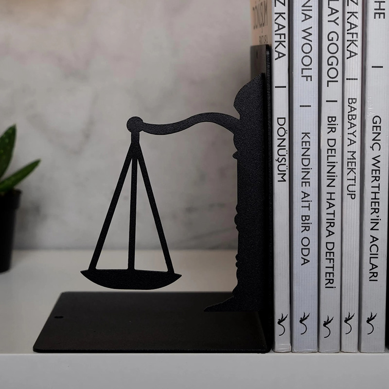 Personalized Justice Metal Bookends Metal Decor Metal Art Gift Best Decoration Scale of Justice Lawyer Books Holder Law Book for Book Lovers Movie Lovers