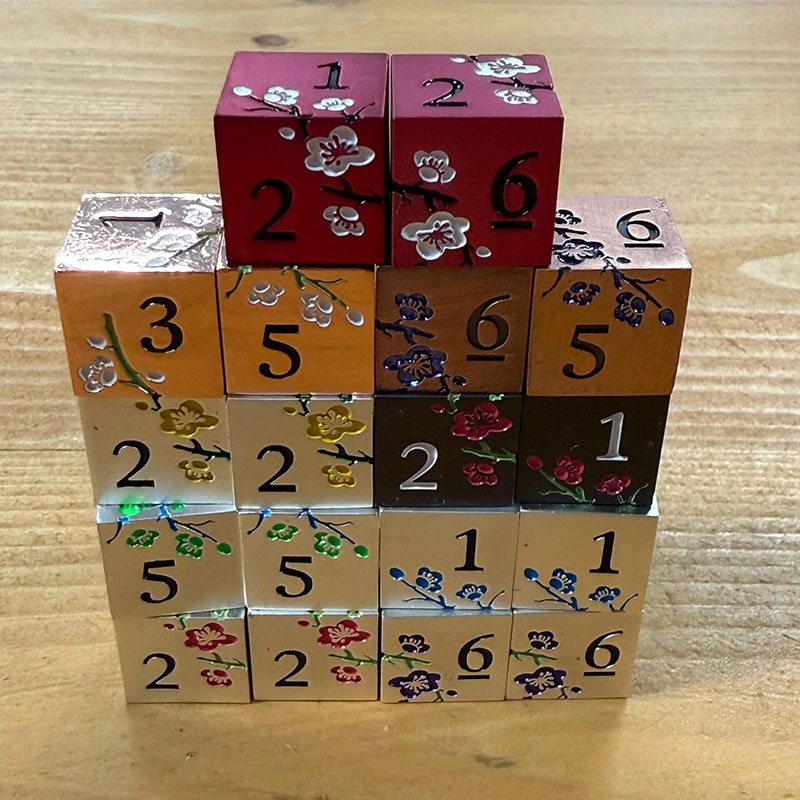 Personalized Mahjong Metal Dice Multi-Color Available Solid Metal Dice Set of 2
