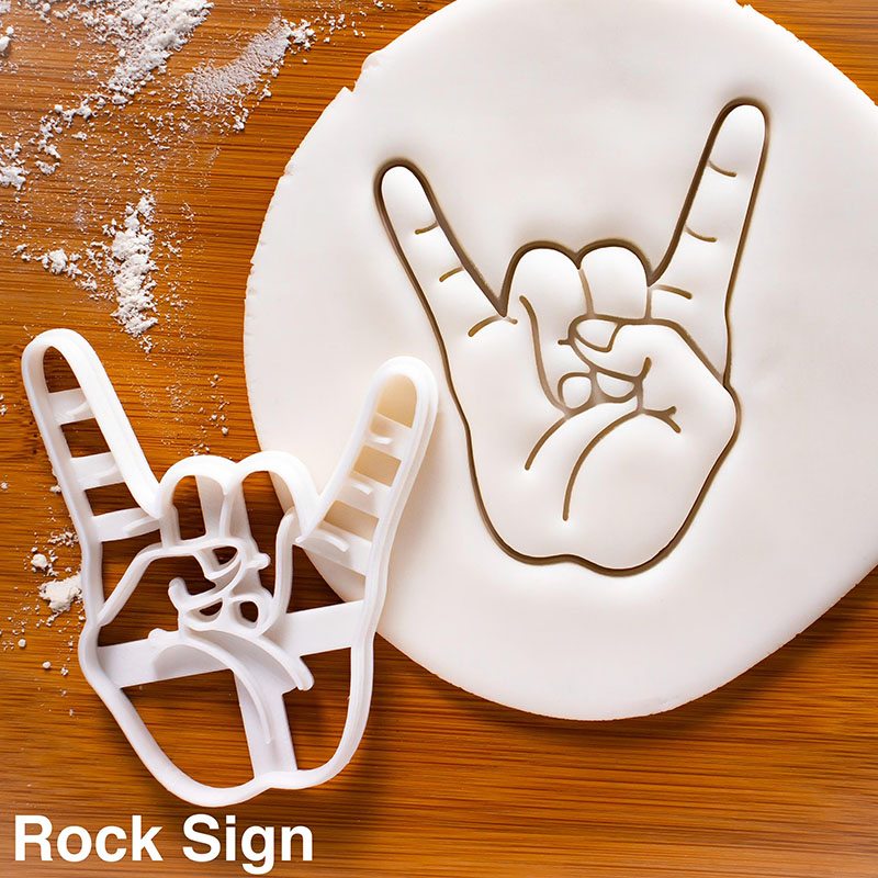 Personalized Rock Sign Cookie Cutter Heavy Metal Music Hand Gesture for Guitarists Band Members Music Lovers for Birthday Holiday Party