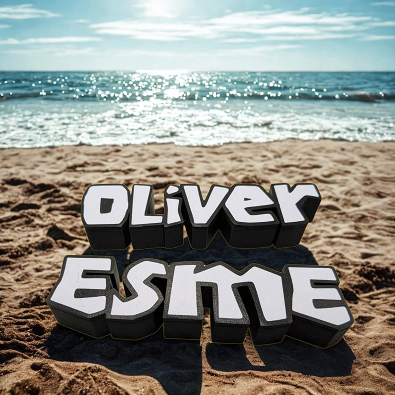 Personalized Multi-color Name 3D Printed Game Sand Mold Beach Toy 2-9 Letters Beach Vacation Essentials Play Birthday Gift for Family Kids