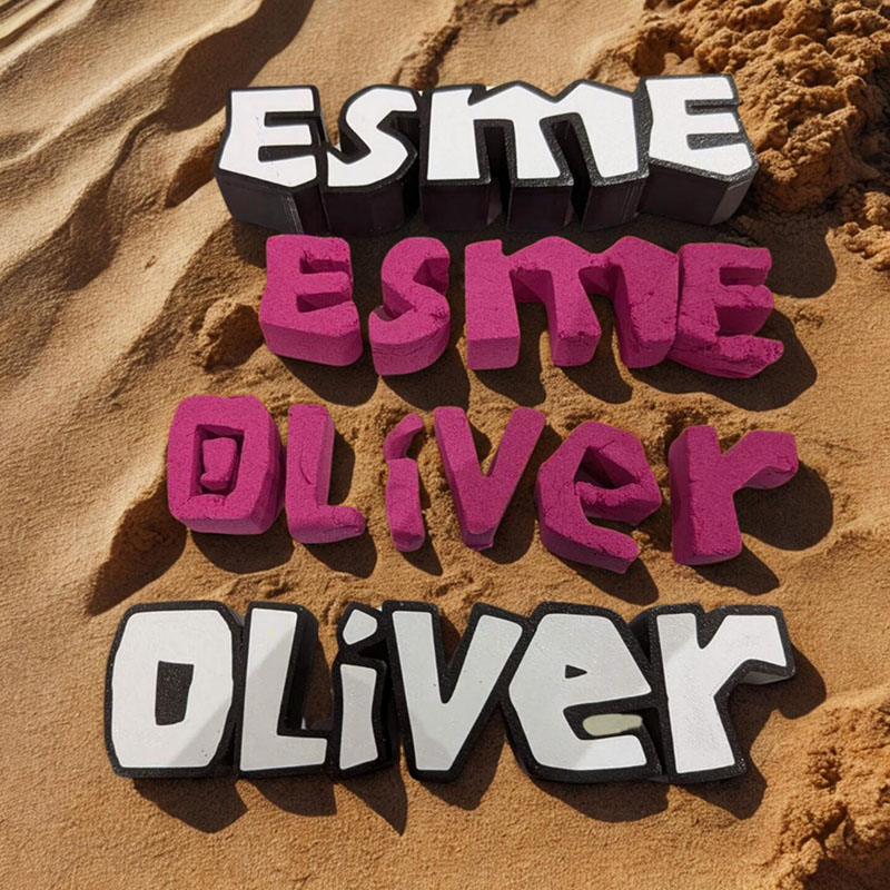 Personalized Multi-color Name 3D Printed Game Sand Mold Beach Toy 2-9 Letters Beach Vacation Essentials Play Birthday Gift for Family Kids