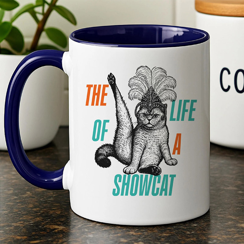 Personalized The Life of a Showcat Coffee Mug Funny Cat Show Girl Era Ceramic Mug Retro Scottish Fold Cats TS Fan Swifties Merch Gift for Cat Lover