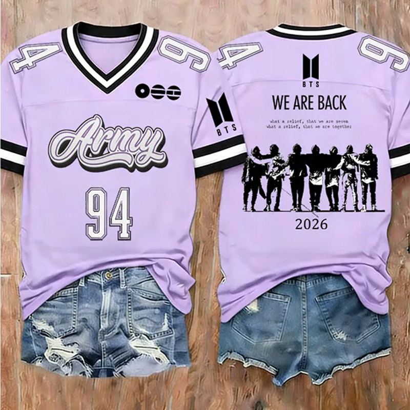 Personalized Women's 2026 BTS Comeback Art Print Jersey Gift for BTS ARMY for Concert