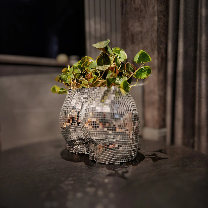 Personalized Disco Ball Body Planter Cheeky Silver Mirror Home Decor for Dance Lovers Music Lovers for Party Holiday