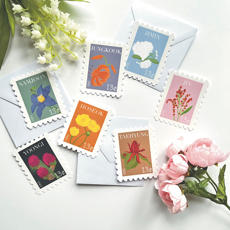 Personalized BTS Birth Flower Stamp Sticker OT7 for ARMY