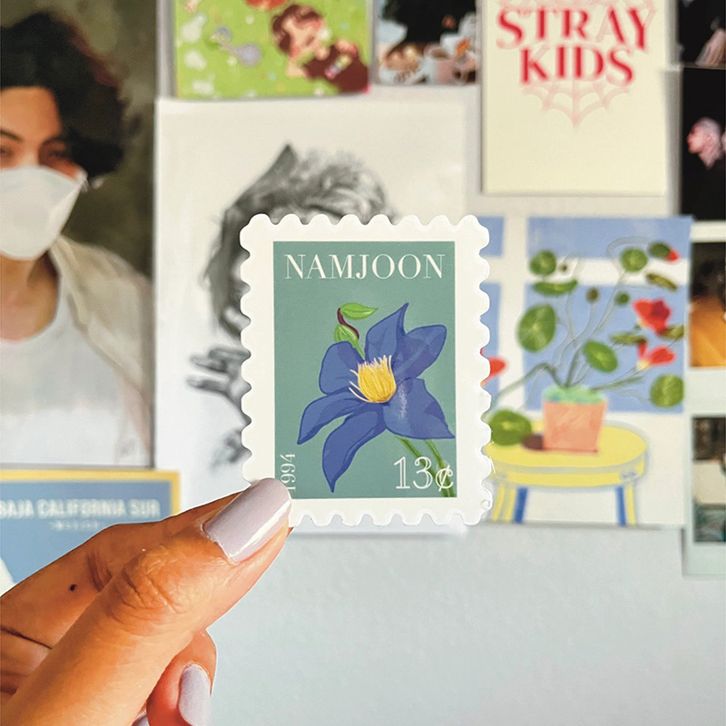 Personalized BTS Birth Flower Stamp Sticker OT7 for ARMY