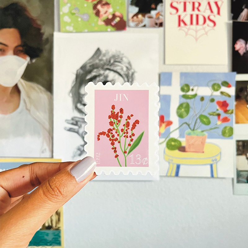 Personalized BTS Birth Flower Stamp Sticker OT7 for ARMY