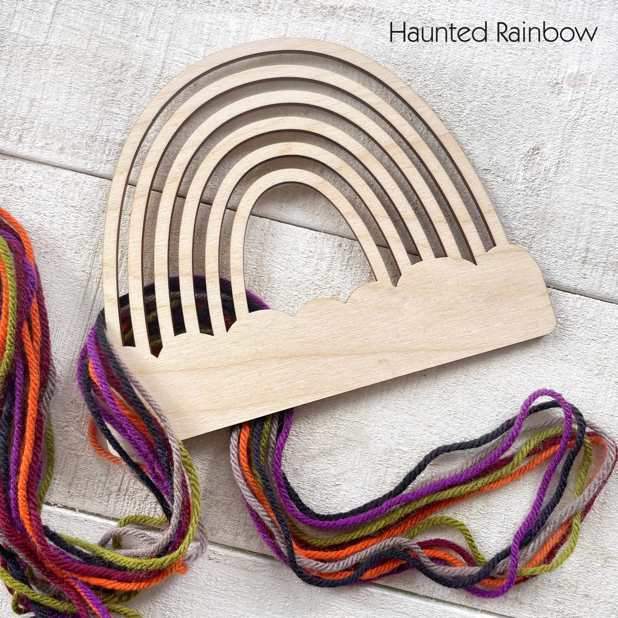 Personalized DIY Yarn Rainbow Kit for Kids Custom Name Craft with Birch Base and 6 Yarn Colors