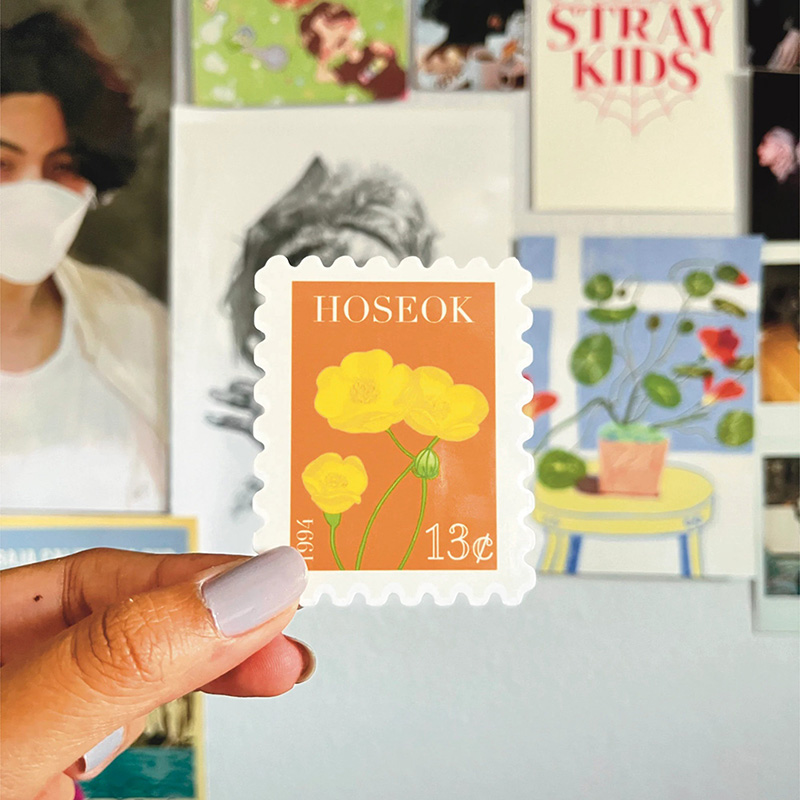 Personalized BTS Birth Flower Stamp Sticker OT7 for ARMY