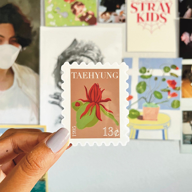 Personalized BTS Birth Flower Stamp Sticker OT7 for ARMY