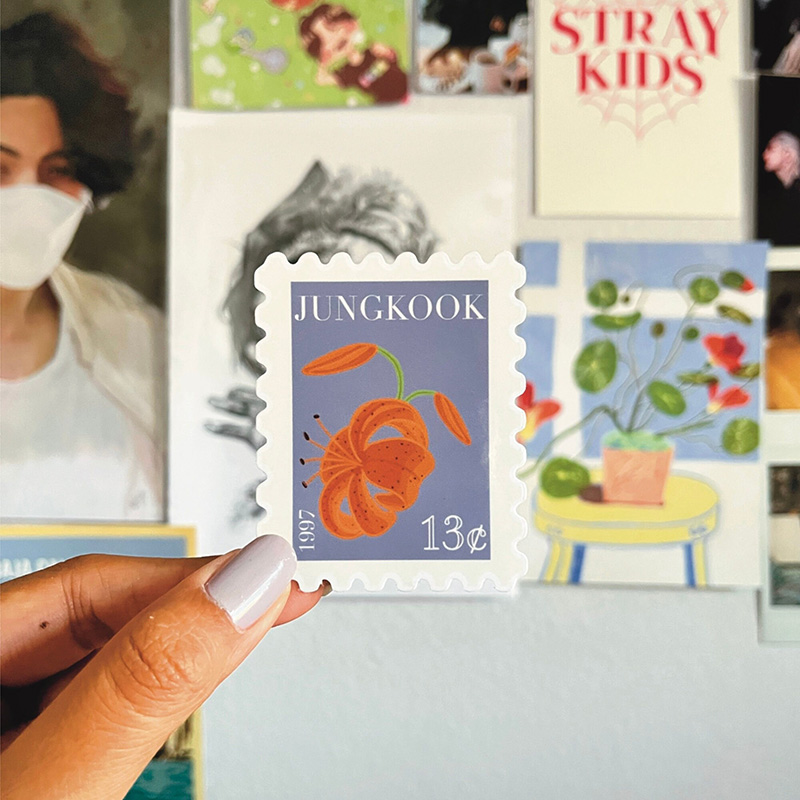 Personalized BTS Birth Flower Stamp Sticker OT7 for ARMY