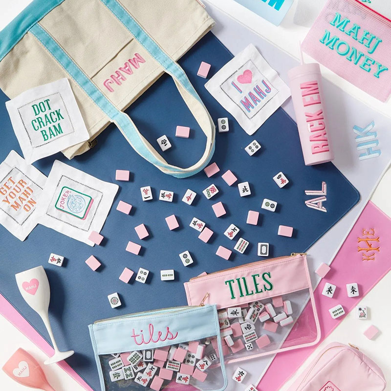 [Copy]Personalized Embroidered Monogram Mahjong Tile Mat Non-Slip Mahjong Table Mat Mahjong Accessories Mahjong Gifts for Mahjong Lovers