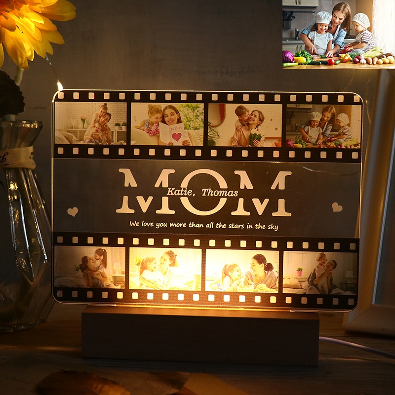 Personalized Mother's Day LED Night Light Custom with Photo and Text for Mom for Birthday Mother Day