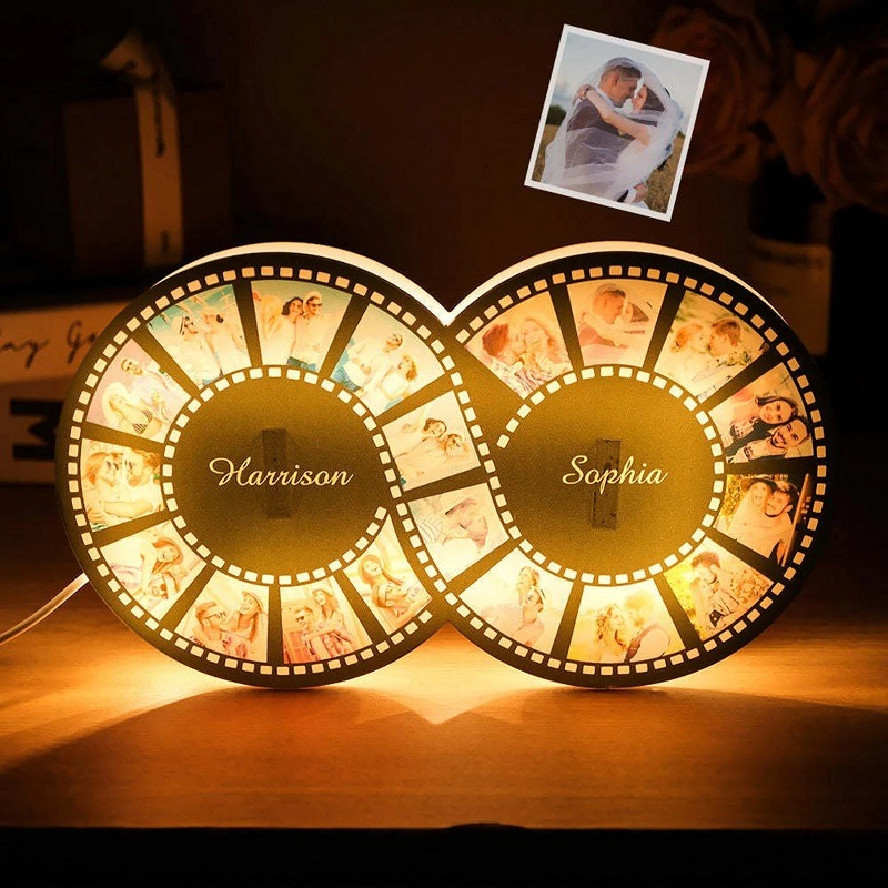 Personalized Retro Infinity Photo Film Night Light Perfect Gift for Couple Family for Movie Lovers Photography Lovers
