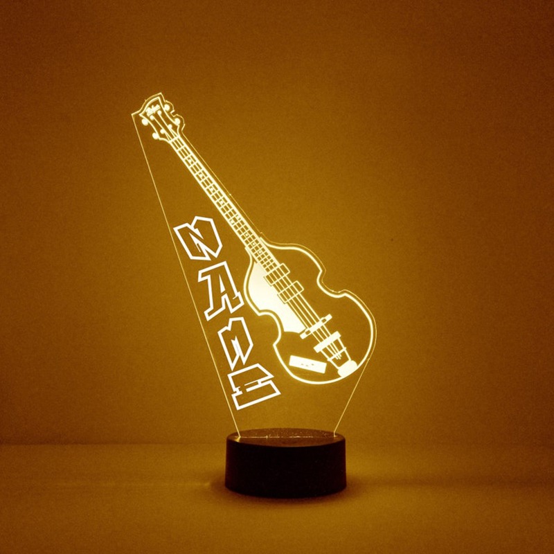 Personalized Guitar LED Night Light Music Decor Lamp Custom with Name Gift for Musicians Guitarists