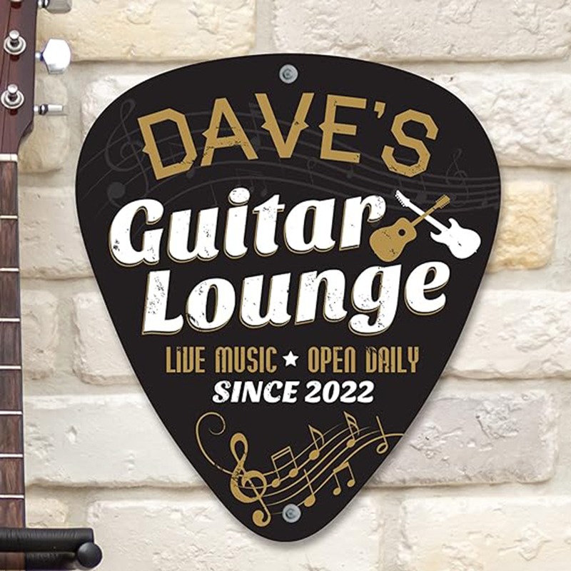 Personalized Guitar Lounge Metal Wall Hanging Sign Decoration Custom Name Gift for Guitarist for Music Studio
