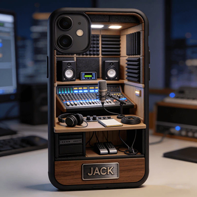 Personalized Recording Studio-Themed Phone Case Music Lover iPhone Case Music Gift for Birthday Holiday Party