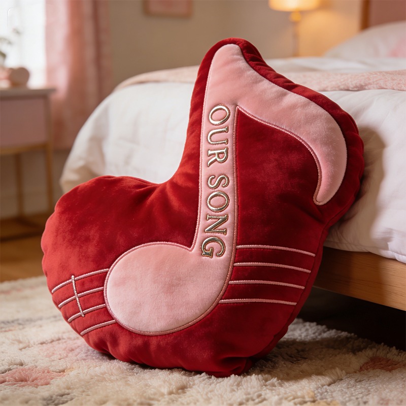Personalized Valentine Theme Love Melody Note Pillow Custom Names Gift for Her for Anniversary Wedding