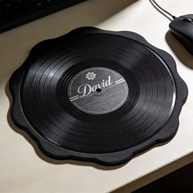 Personalized Record Themed Mousepads Custom Work or Gaming Desk Mat Gift for Music Lover for Hpme Music Studio