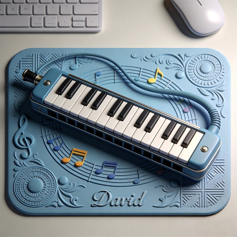 Personalized Harmonica Themed Mousepads Custom Work or Gaming Desk Mat Gift for Music Lover for Music Studio