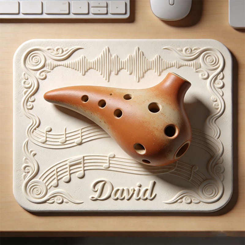 Personalized Ocarina Themed Mousepads Custom Work or Gaming Desk Mat Gift for Music Lover for Music Studio