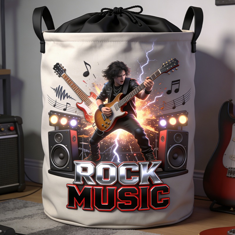 Personalized Rock Musician Theme Storage Basket for Laundry Toys Organizer Laundry Hamper for Music Lovers Band Members