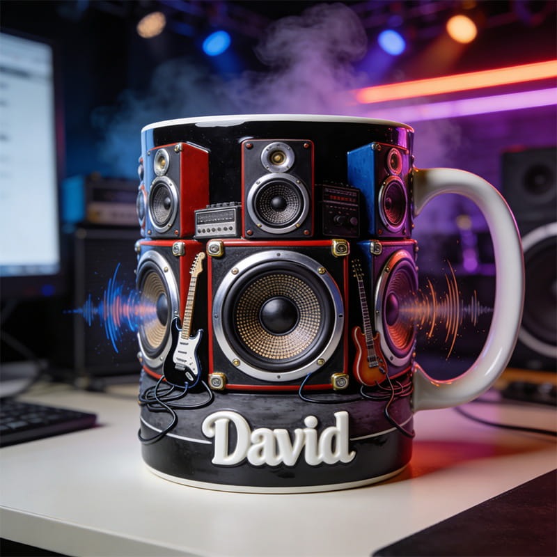 Personalized Microphone Themed Mug Custom Name and Style for Music Lovers Singer for Holiday Party Birthday