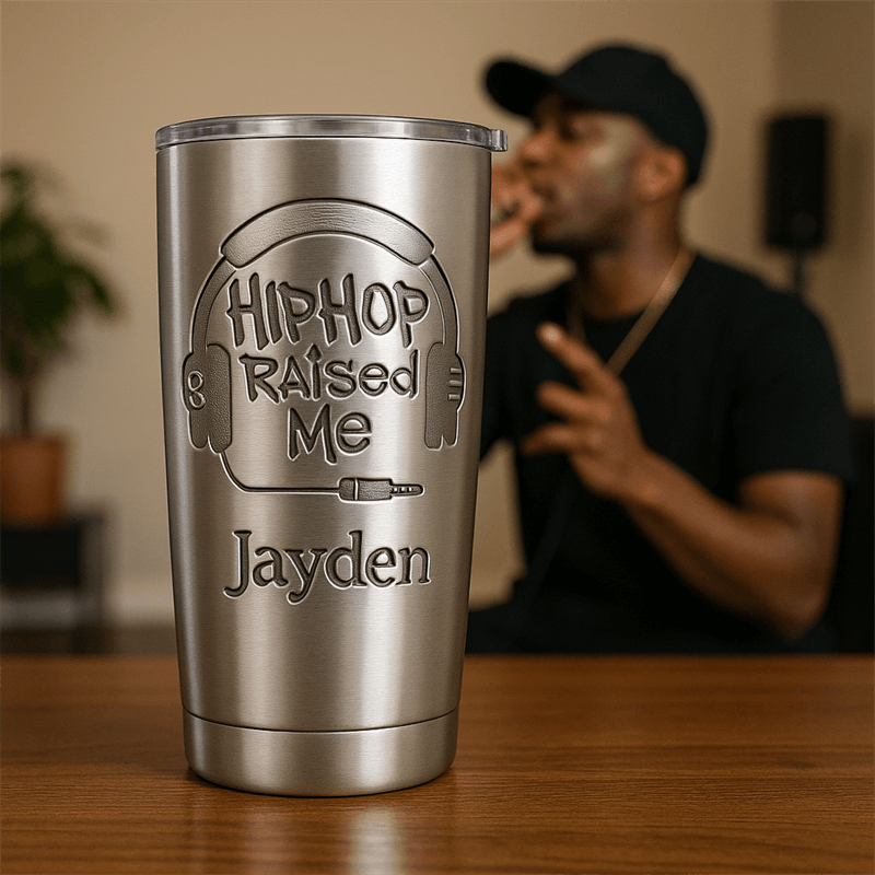 Personalized Hip-Hop Music Headphones Stainless Steel Tumbler Custom Name Gift for DJ Music Lovers for Performances Birthdays Holiday Parties