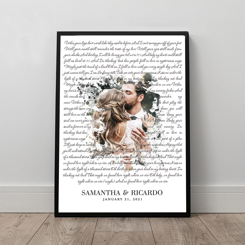 Personalized Wedding Song Lyrics with Photos First Dance Favorite Song Canvas Painting 1st Anniversary Poster Valentine's Day Gift