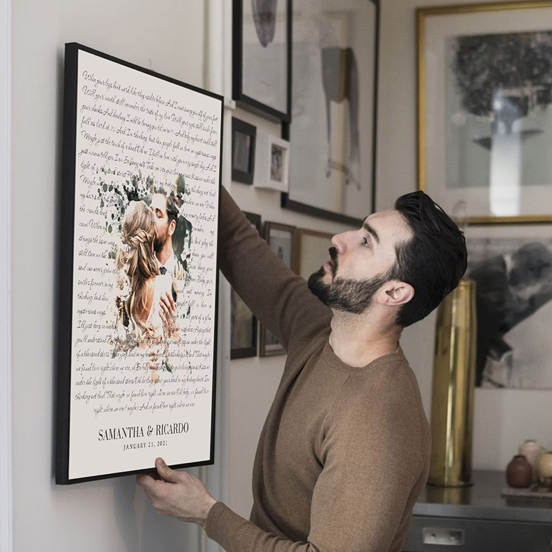 Personalized Wedding Song Lyrics with Photos First Dance Favorite Song Canvas Painting 1st Anniversary Poster Valentine's Day Gift