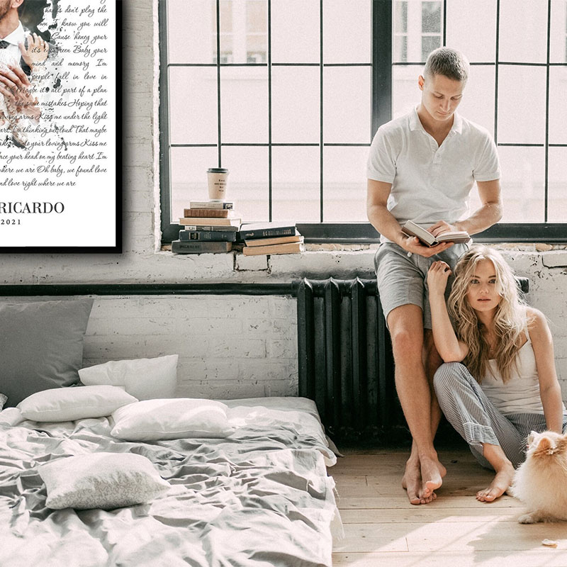 Personalized Wedding Song Lyrics with Photos First Dance Favorite Song Canvas Painting 1st Anniversary Poster Valentine's Day Gift