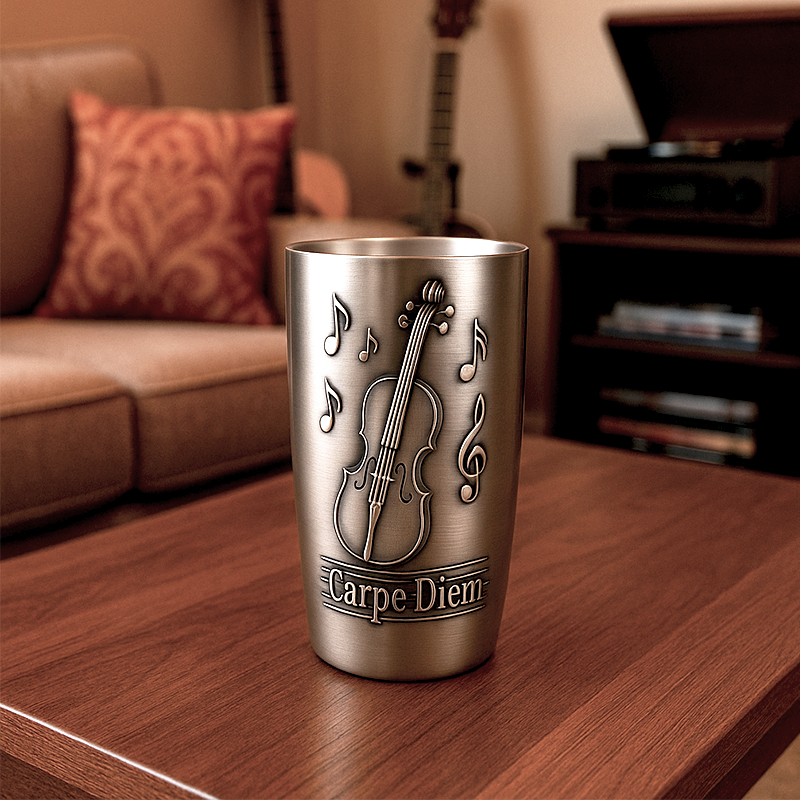 Personalized Violin Music Themed Stainless Steel Tumbler Custom Name Gift for Violinists Band Members Music Studio for Performances Birthdays Holiday Parties