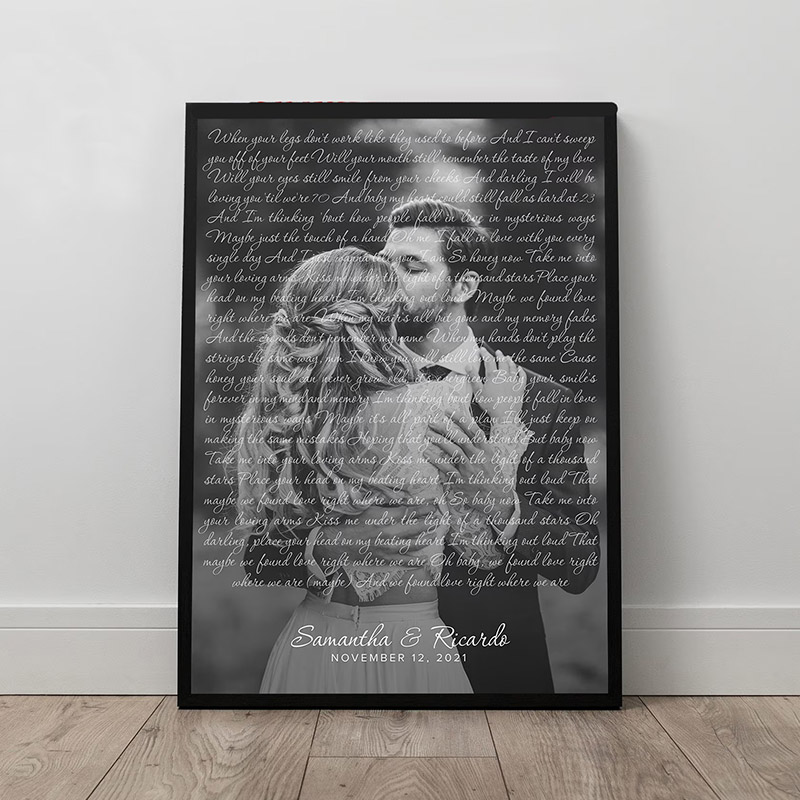 Personalized Wedding Song Lyrics with Photos First Dance Favorite Song Canvas Painting Anniversary Poster Valentine's Day Gift