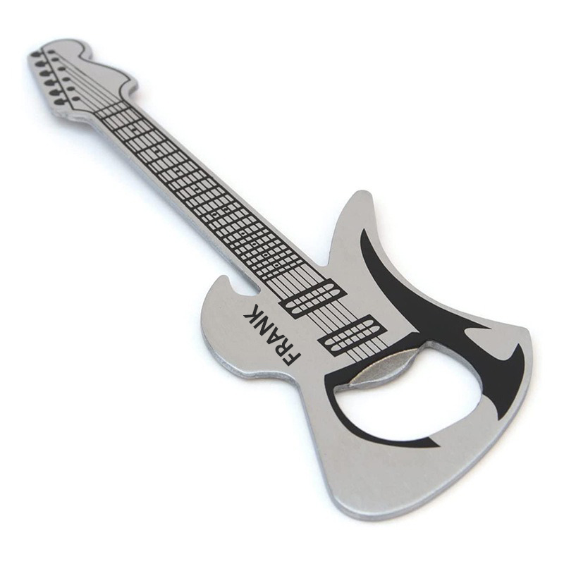 Personalized Cool Guitar Style Stainless Steel Beer Opener Custom Name Gift for Guitarist and Music Lovers