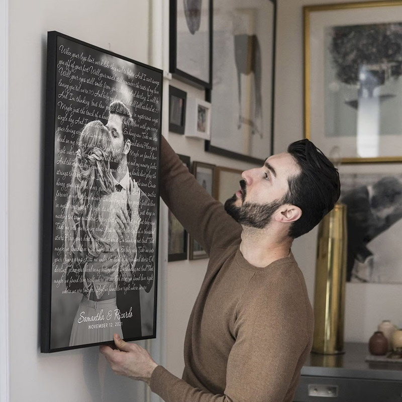 Personalized Wedding Song Lyrics with Photos First Dance Favorite Song Canvas Painting Anniversary Poster Valentine's Day Gift