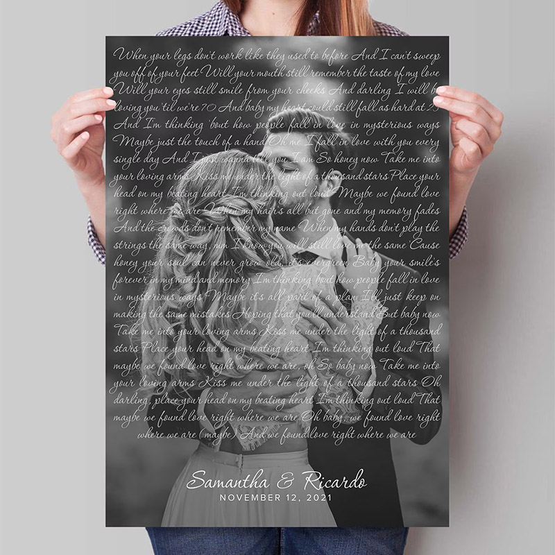Personalized Wedding Song Lyrics with Photos First Dance Favorite Song Canvas Painting Anniversary Poster Valentine's Day Gift