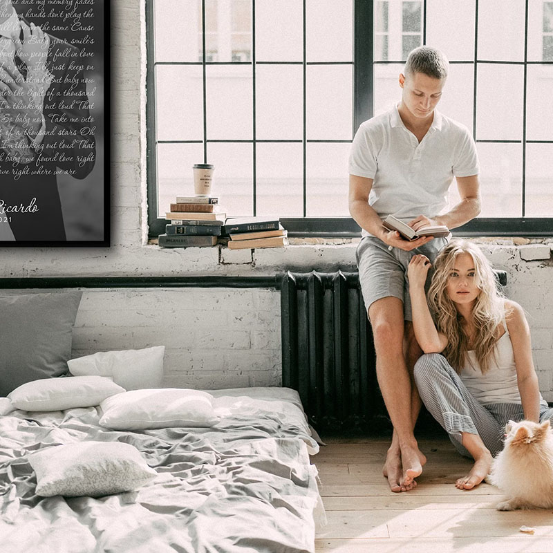 Personalized Wedding Song Lyrics with Photos First Dance Favorite Song Canvas Painting Anniversary Poster Valentine's Day Gift