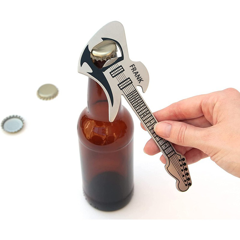 Personalized Cool Guitar Style Stainless Steel Beer Opener Custom Name Gift for Guitarist and Music Lovers