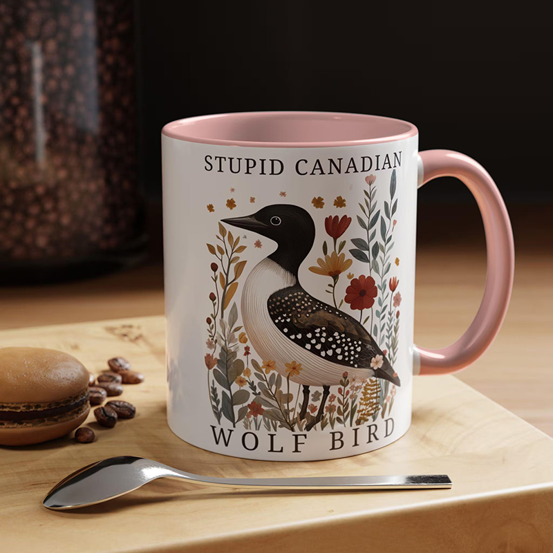 Personalized Stupid Canadian Wolf Bird Pottery Mug Heated Movie Rivalry Mug Hollander Rozanov Mug LGBT Hockey Romance Mug for TV Lovers Book Lovers